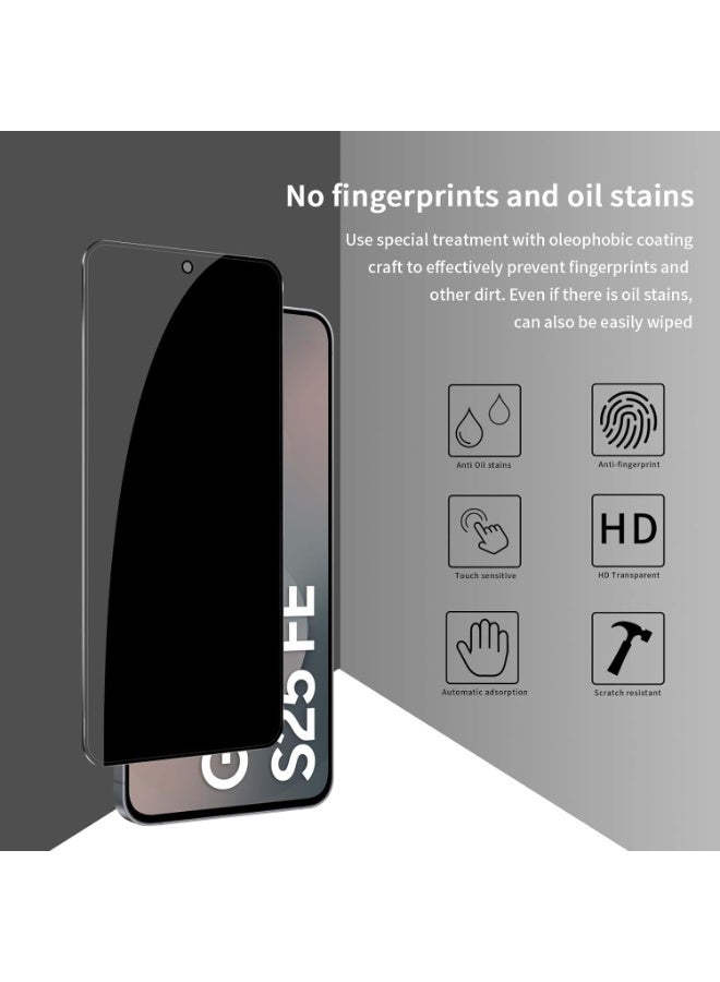 2 Pack Privacy Screen Protector for Samsung Galaxy S25 FE, Shatterproof & Anti-Spy Tempered Glass Film for Galaxy S25 FE - Image 5